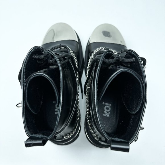 **SOLD**Koi Borin Metal Hardware Platform Combat Boots Black Mens 10 Chains - Picture 11 of 16